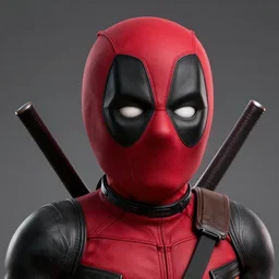 headshot of a cartoony deadpool,digital art,detailed,cartoon style