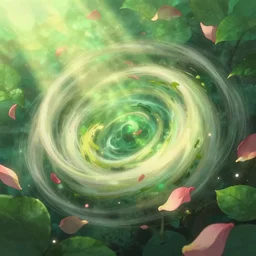 closeup magic swirl of rose petals and green leaves, in gentle green dawn light, eyvind earle, studio ghibli painting, cinematic lighting, volumetric lighting, smooth, sharp focus, highly detailed, render in unreal engine 5, artstation, deviantart, behance, trending, epic composition, octane, light rays, award - winning
