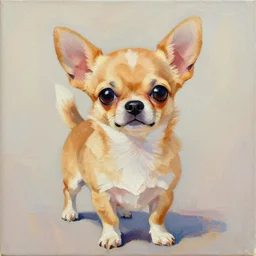 a jeremiah ketner acrylic impasto! illustration of an adorable and cute tan chihuahua