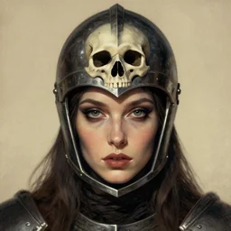 the dream witch as an eldritch realistic knight, closeup portrait art by donato giancola and greg rutkowski, vintage retro, realistic face, digital art, trending on artstation, eldritch lovecraftian skull helmet, symmetry!!