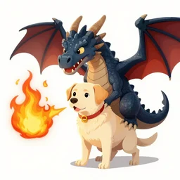 dog + dragon, breathing fire, labrador, digital art, fantasy, dnd, 8 k