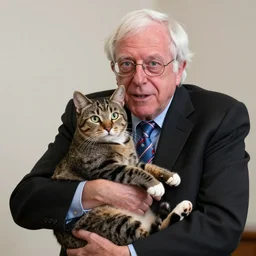 bernie sanders holding a cat that looks like karl marx