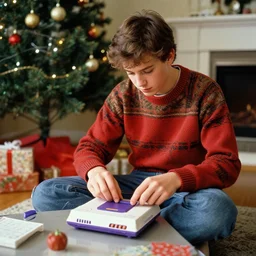 christmas morning photo 1 9 8 6 of a typical 1 9 8 0 ’ s teenager after opening their new nintendo game system