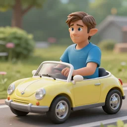 steve buscemi driving a little tikes cozy coupe, movie still, from the new zelda game, 8 k, realistic