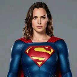 a portrait of Gal Gadot wearing Superman suit of Henry Cavill version, 4K