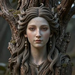 a photorealistic portrait of a goddess, floating in the middle of a ancient wood, perfectly proportioned face, perfect eyes, intricate, elegant,ultra super good realistic 3D render by Pete Morbacher and Emil Melmoth, insanely detailed, trending on artstation