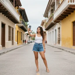 cartagena selfie full body woman colombia