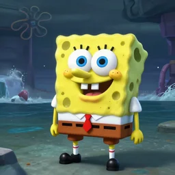 selfie of sponge bob squarepants as a sea of thieves character, sea of thieves screenshot, storm, unreal engine, digital art