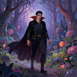 Vampire traveling through a beautiful psychedelic world, illustrated by Asher Brown Durand, trending on artstation