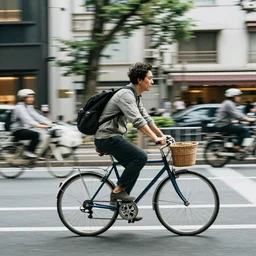 a dragon riding a bike in the streets of tokyo
