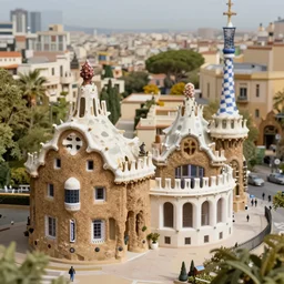 parc guell, architectural model, tilt / shift, highly detailed