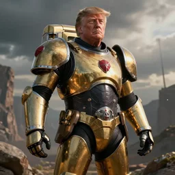 donald trump is a space marine, digital render, hyper detailed, ultra sharp, cinematic, natural soft light, rim light, octane render, artstation