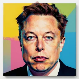 the portrait of obnoxious elon musk, colorful pop art, modern art, by andy warhol