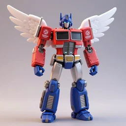 a glowing transformers angel robot fantasy claymation action figure, realistic materials, by joop geesink and pixar