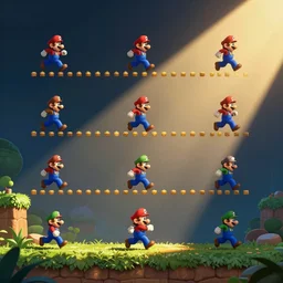 Super Mario sprite run cycle keyframes
