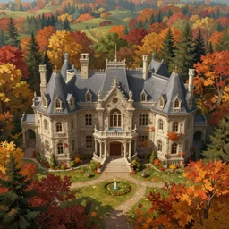 mansion at the edge of the autumnal forest, d & d, fantasy, portrait, highly detailed, digital painting, trending on artstation, concept art, sharp focus, illustration, art by artgerm and greg rutkowski and magali villeneuve