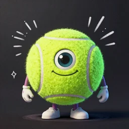 Lofi vaporwave portrait tennis ball monster,chalk, Pixar style, Tristan Eaton, Stanley Artgerm, Tom Bagshaw