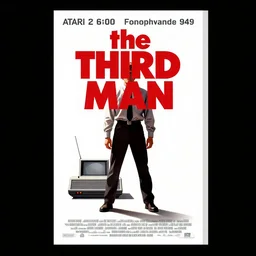 the third man ( 1 9 4 9 ) movie poster in the style of atari 2 6 0 0 box art