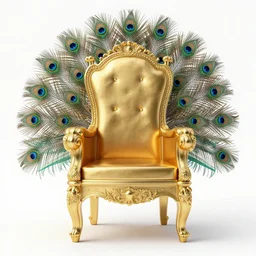 a throne made of gold and surrounded by peacock feathers and an elegant art deco boarder, concept art, illustration, tamara de lepika,