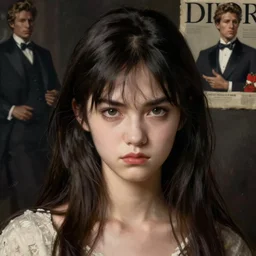 a high fashion studio portrait of a frowning anime girl, painting by gaston bussiere, craig mullins, j. c. leyendecker, dior campaign