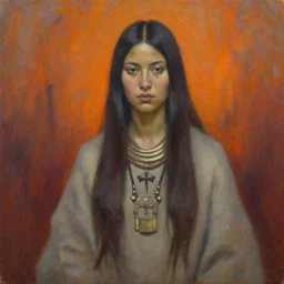 heatwave female shaman, oil on canvas, by jeffrey catherine jones