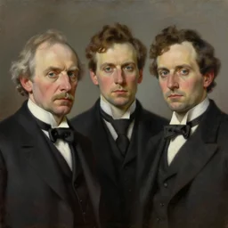 a beautiful 8 k photorealistic masterpiece oil painting, portrait of emile durkheim, max weber and georg simmel, hyperrealism, 1 6 k, trending on artstation