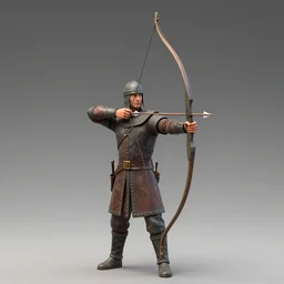 complex 3 d model of a medieval bow and arrow
