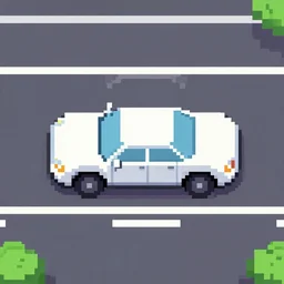 a beautiful pixelart of a car parked in a street of Tokyo, upside shot
