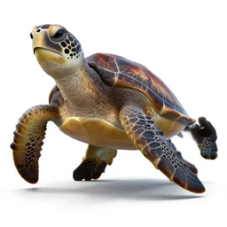 black sea turtle, stylized pixar-style 3d render, full body, isolated on a pure white background, centered, entire subject in frame, sharp focus, soft studio lighting