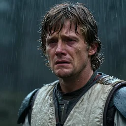 luke skywalker crying in the rain, detailed, 8 k, trending on artstation, smooth, sharp focus artwork by mark arian, artgerm, mark keathley, greg rutkowski