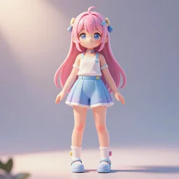 full body cinematic portrait shot of a very beautiful kawaii anime girl in very cute realistic WLOP digital art style, trending on Artstation, made by Tran Ross, , feminine in cute pastel shades, trending on pixiv, Unreal Engine, cool 3d visualisation, 4k, with beautiful volumetric light