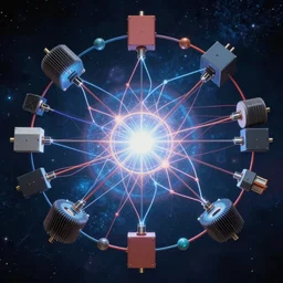 a network of transistors, transformer's & diode's making up the branches of node's flowing with the electric current emitting from the electromagnetic radiation of the spectrum of time and space transmission of divine symmetry of sacred geometry will answer all mystery once in tune to the frequency of unlimited love, style of pop artist gal amar, 4 k