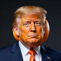 donald trump with an head made out of oranges