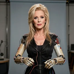 animatronic Bette Midler, exposed wires, photo, Stan Winston studios, detailed, 4k