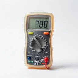 translucent multimeter, professional product shot, isolated on a pure white background, centered, entire object in frame, sharp focus, soft studio lighting