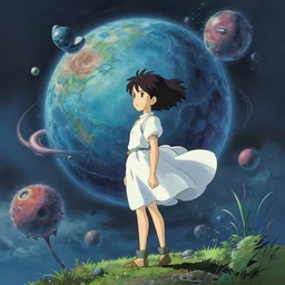 an anime girl on a strange planet that is otherworldly and ethereal by kazuo oga in the anime film by studio ghibli, screenshot from the film by makoto shinkai, concept art by senior environment artist, anime aesthetic