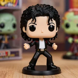 michael jackson thriller extremely cute toy statue, pop figure, dance pose, zombie, hdr, sideshow collectibles, high detail,