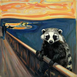 an opposum in the style of munchs the scream