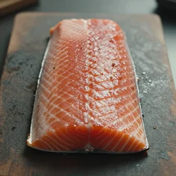 slab of salmon, 4 k, high definition, realistic, cinematic, centered