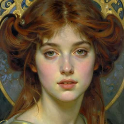 beautiful young woman detailed realistic face portrait by gustave moreau, jean delville, jacek malczewski, and maxfield parrish, art nouveau, symbolist, visionary, pre - raphaelite