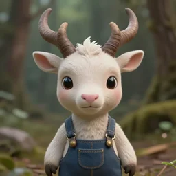 very beautiful portrait of an extremely cute and adorable little kirin wearing overalls, smooth, perfect face, fantasy, character design by mark ryden and pixar and hayao miyazaki, sharp focus, concept art, intricate detail, cinematic lighting, hyperrealistic, 5 0 mm, diorama macro photography, 8 k, nature