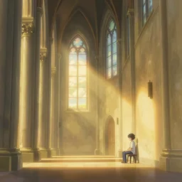 church interior, lights, by cory loftis, makoto shinkai, hasui kawase, james gilleard, beautiful, serene, peaceful, lonely, golden curve composition