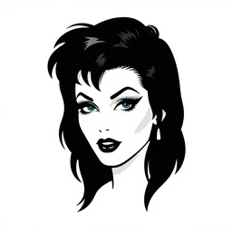fairy with a detailed face and black hair, burlesque psychobilly, rockabilly, punk, wide angle shot, white background, vector art, illustration by frank frazetta