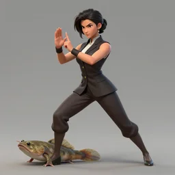 the amiable, uneducated female anthropomorphic mudskipper martial artist searching for purpose. she has a leggy build. her wardrobe is dignified. in the style of jean giraud in the style of moebius trending on artstation deviantart pinterest photorealistic hd 8 k highlights and shadow detailed high resolution