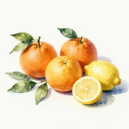oranges and lemons still life watercolor