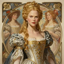 nicole kidman as a princess, fantasy, intricate, elegant, highly detailed, digital painting, artstation, concept art, matte, sharp focus, illustration, art by artgerm and greg rutkowski and alphonse mucha