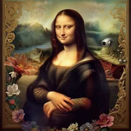 mona lisa as a warrior robot astronaut, floral, posing for a fight intricate, elegant, highly detailed, digital painting, artstation, concept art, smooth, sharp focus, illustration, art by artgerm and greg rutkowski and alphonse mucha, 8 k