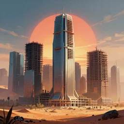 a beautiful very detailed illustration of casino city unfinished building architecture by mike winkelmann, synthwave forest postcyberpunk morning sun bladerunner 2 0 4 9 evil otherworldly desert, archdaily, wallpaper, highly detailed, trending on artstation.