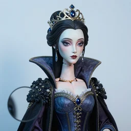 photo taken of an epic intricate, ultra detailed, super realistic bust of a young majestic gracious regal beautiful aristocratic female vampire stop motion puppet created by weta workshop, menacing, some zoomed in shots, photorealistic, sharp focus, white wall, extremely cold blueish colour temperature, 3 5 mm, f 1. 4, golden ratio