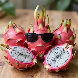 5 5 mm photograph of a cool dragonfruit with sunglasses
